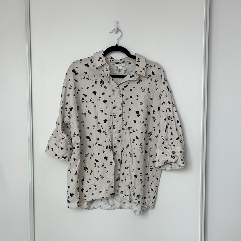 COS Cream and Blue Patterned Blouse
